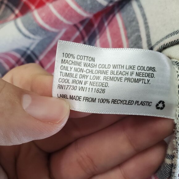 AVA & VIV Top Womens 2X Red Plaid Button-Down Flannel Long Sleeve - Picture 3 of 8